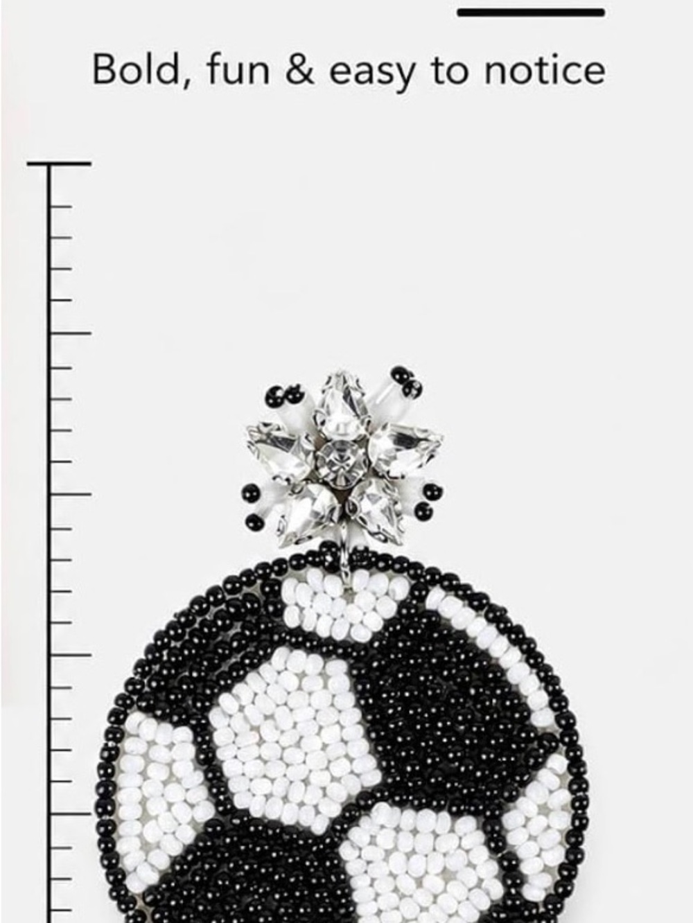 Black and White Beaded Soccer Ball Drop Earrings - Unbranded - Picture 3 of 4